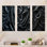 Silk Fractal Noir Curves I - Ensemble de salon mural art abstrait fractal 3 pièces