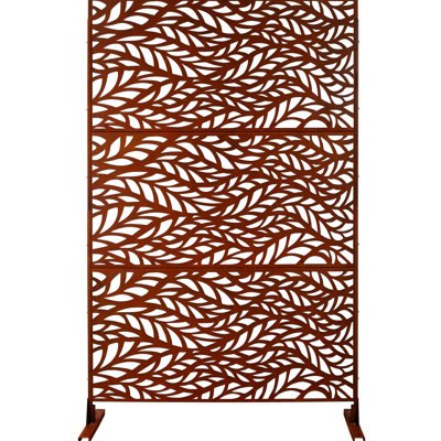 Paravent en métal rouge rouille de 193 cm de haut et 122 cm de large, autoportant, pour l'extérieur et l'intérieur, créez un espace privé sur votre terrasse, patio, balcon, pelouse, jardin, etc.
