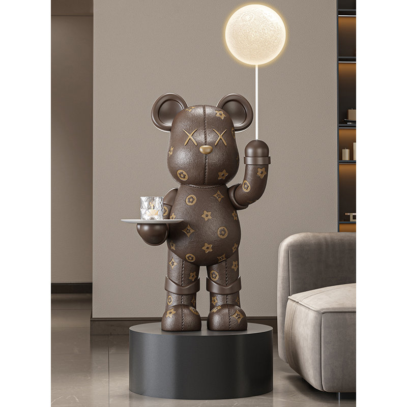 Modern Minimalist LED Resin Bear Tray Decor