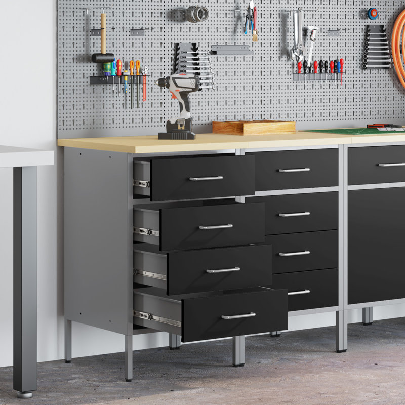 Work Cabinet with Drawer, Black