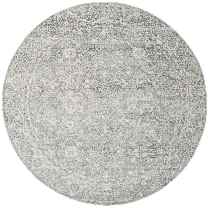 Tapis oriental argent / ivoire Paschke, Rond 5 pi 3 po