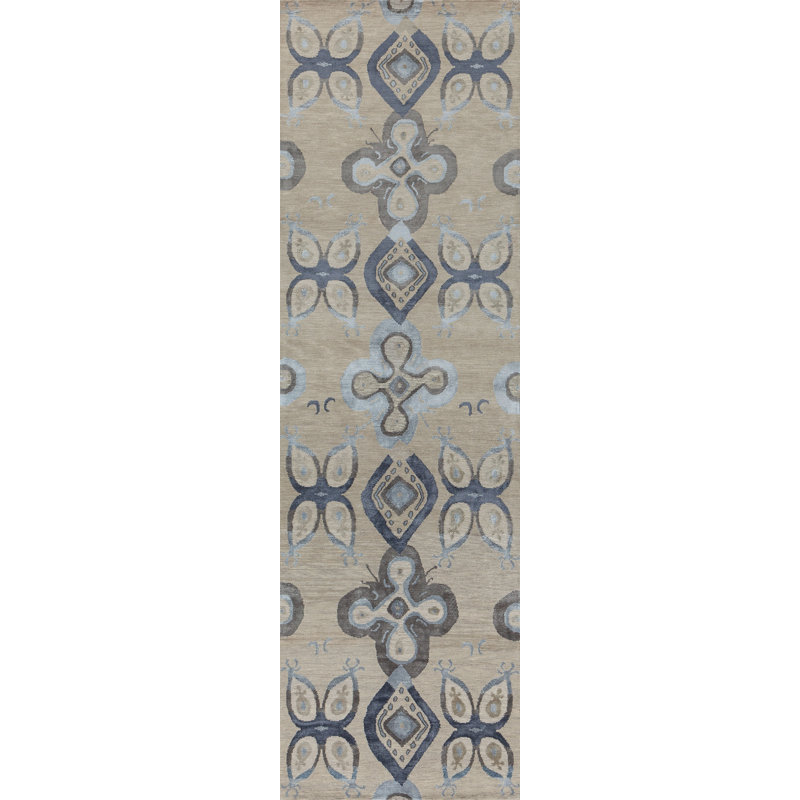 Contemporary Geometric Area Rug in Gray, Runner 3' x 7'