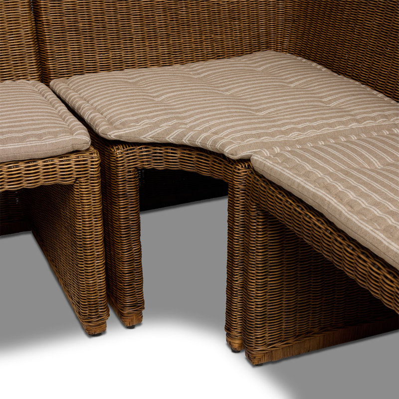 Senna Solid Wood and Rattan Bench
