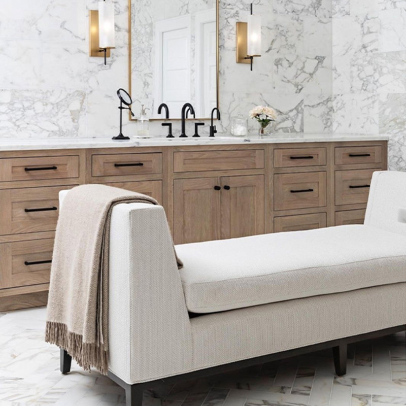 Wendell Upholstered Bench, Tuck Water, Hampton