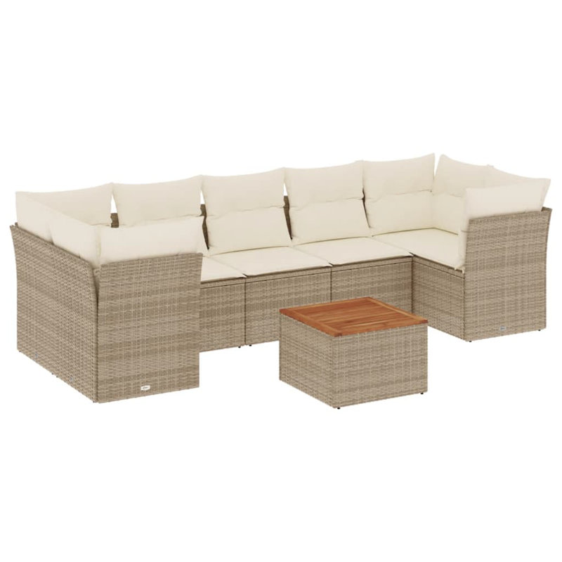 Ensemble de canapé de jardin Vidaxl Beige PE rotin grandes housses amovibles