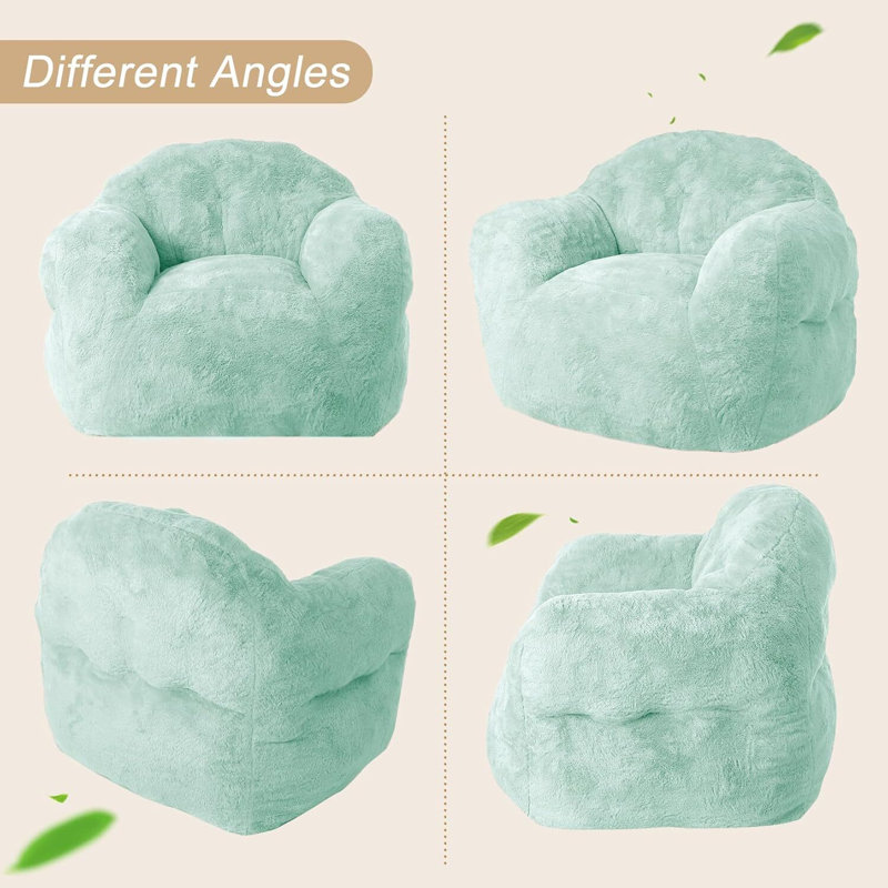 Bean Bag Chair For Adults With Filler, Mint Green, 28" H x 39" W x 32" D