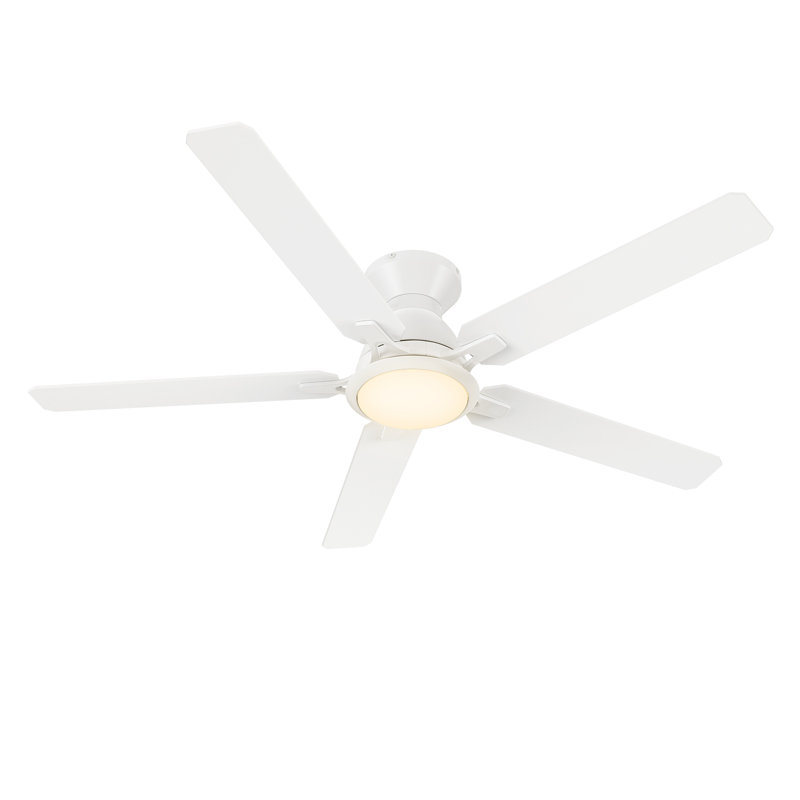 Ventilateur de plafond 52 "à courant continu avec lumière DEL intégrée, télécommande, Blanc / brun clair