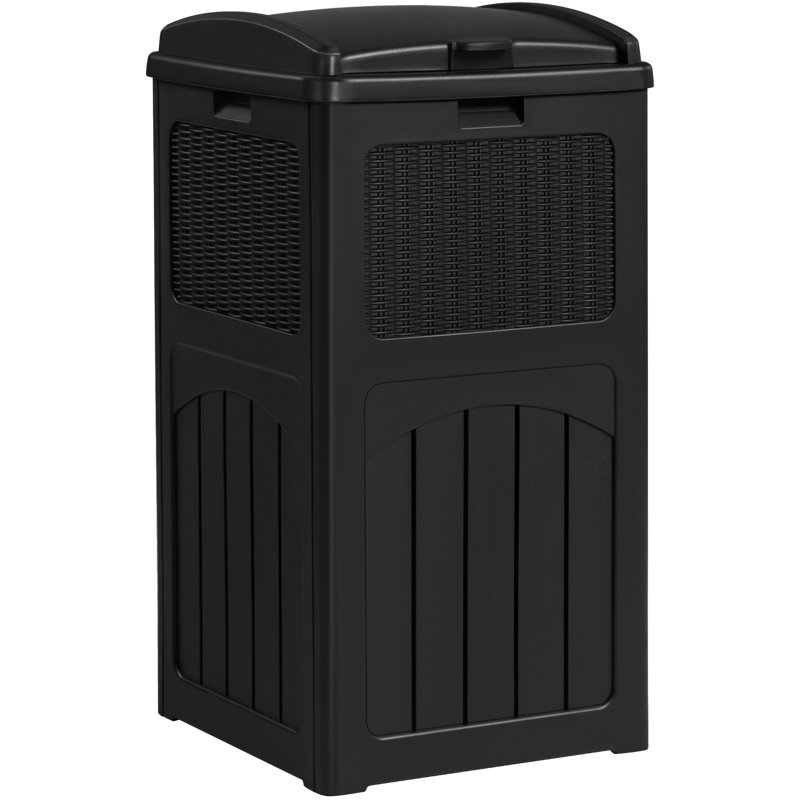 Devoko 32 Gallon Manual Lift Trash Hideaway Container, Black