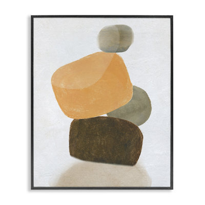 Orange & Grey Rocks Grey Framed Giclee Art by Carol Robinson