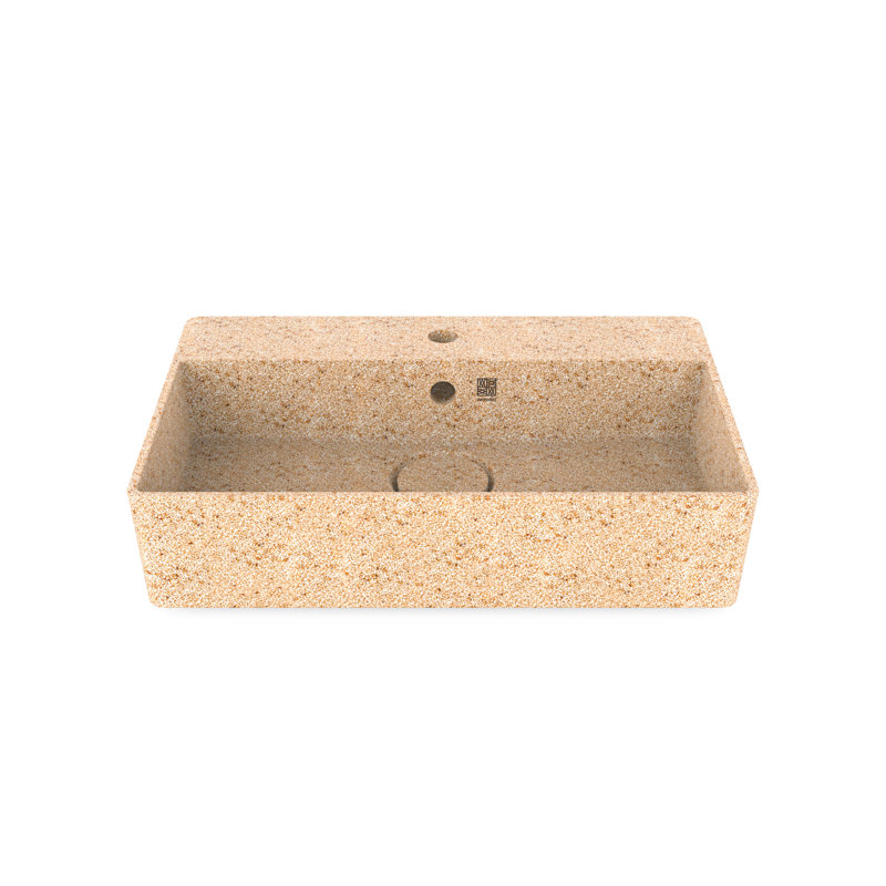 Lavabo de salle de bain vasque avec trou pour robinet Cube60, Naturel clair