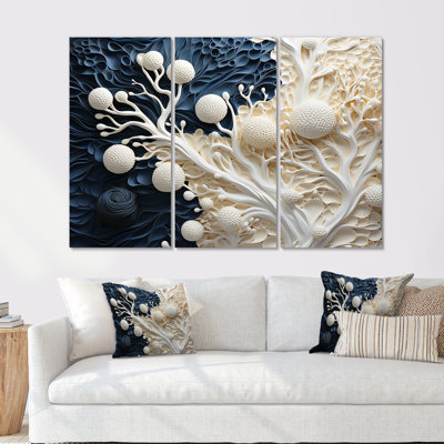 Ensemble de reproductions d'art mural blanc et bleu corail I - Coastal Coral Under Water
