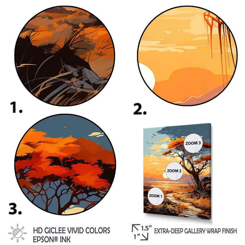 Coucher de soleil africain, savane, harmonie II - arbre, art mural africain, H 40 po x l 30 po x P 1,5 po