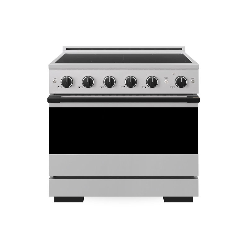 ZLINE Autograph 36 in. Marino Induction Range with 5 Element Cooktop and Polished Gold Accents, Stainless Steel/Matte Black