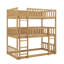 Lit superposé simple en bois d'hévéa triple avec échelles et garde-corps de protection-92055142