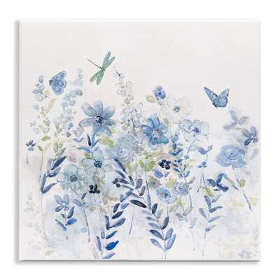 Delicate Blue Floral Garden by Sally Swatland - Unframed Graphic Art on MDF