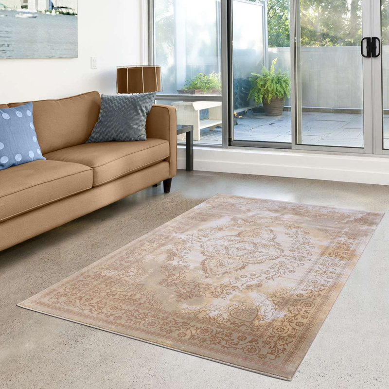 Tapis brun à motif floral Lauren, Rectangle 5 pi 3 po x 7 pi 7 po