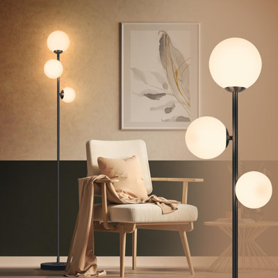 Modern Adjustable Floor Lamp - 3 Light Modes & Sleek Glass Design for Cozy Living Spaces