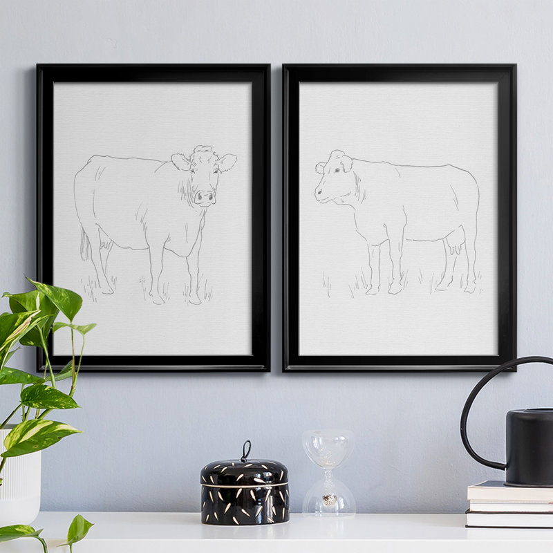 Ensemble de 2 reproductions sur toile de limousins limousins III, H 24,5 po x l 18,5 po x P 1 po, Noir