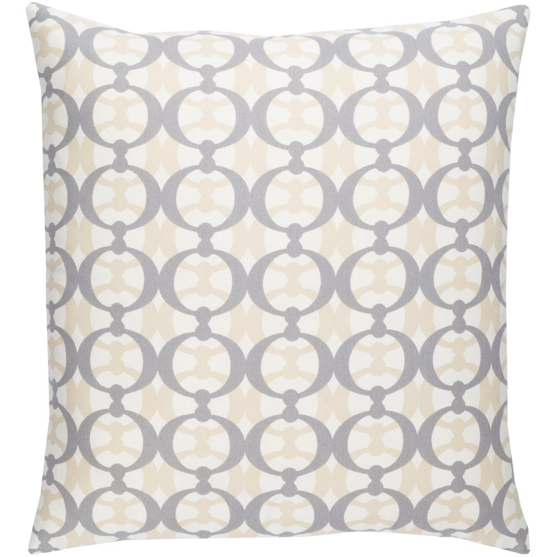 Lina Geometric Cotton Throw Pillow, 18" H x 18" W x 4" D, White / Gray / Beige