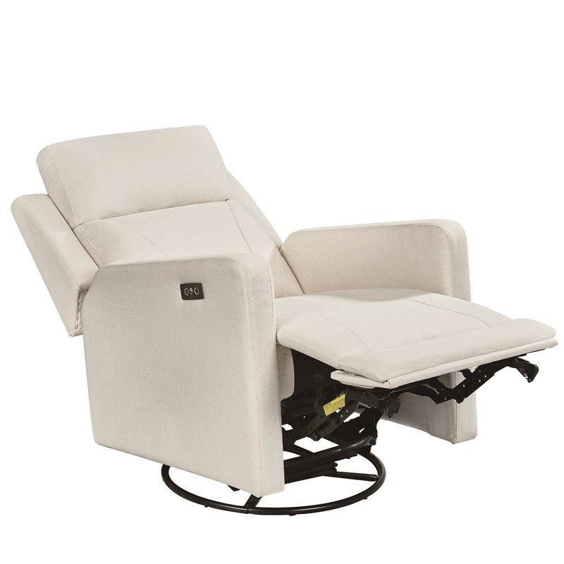  Fauteuil inclinable oscillant avec chaise berçante pivotante et USB en crème, Crème, crème