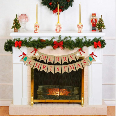 Merry Christmas Banner Burlap