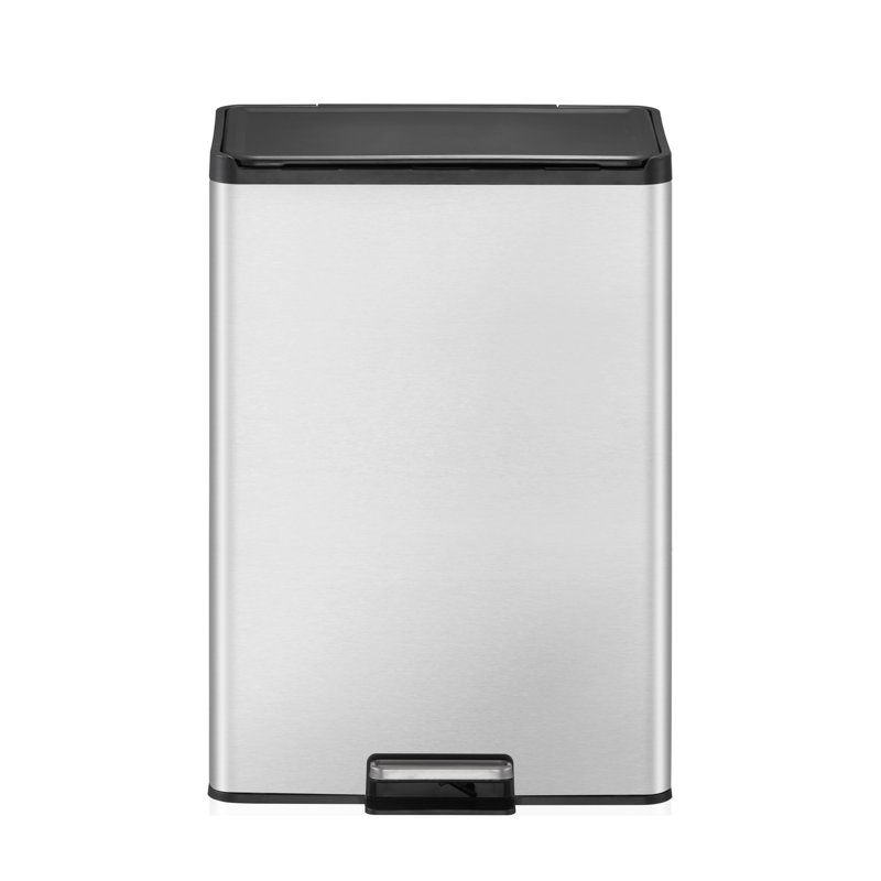 Steel Step On Multi-Compartment Rubbish & Recycling Bin - 40L, Silver