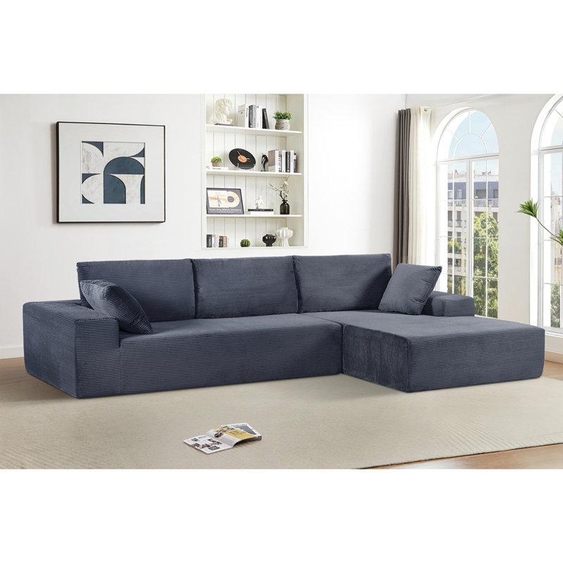 Canapé modulaire convertible en velours côtelé CozyForm, canapé confortable moderne avec rembourrage en mousse, canapé-lit modulaire confortable pour le salon, la chambre à coucher, aucun assemblage requis, faisant face à la droite