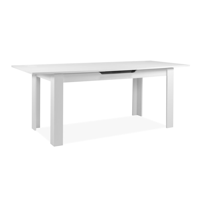 Sachika Extendable Dining Table, 75cm H x 160cm L x 80cm W, White, White