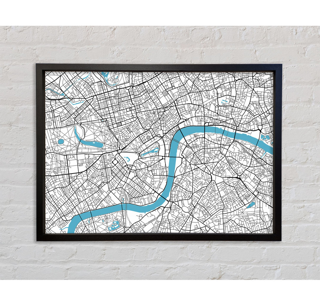 Die Karte von London Thames 1 - Einzelner Bilderrahmen Kunstdrucke auf Leinwand