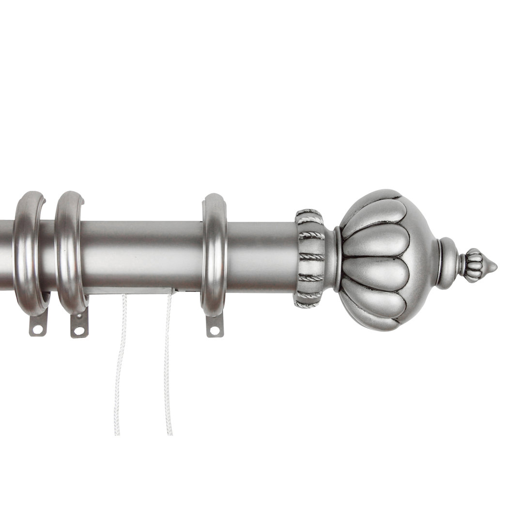 Joanie Steel Adjustable Single Curtain Rod Canora Grey 