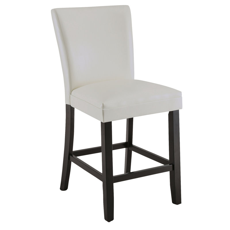 Ebian Upholstered Counter Stool with Solid Wood Frame, White