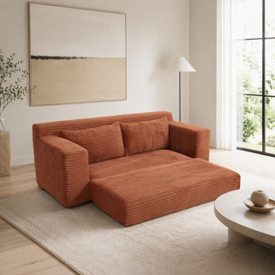 Canapé-causeuse avec mousse à mémoire de forme et structure en acier - sans assemblage, conception convertible 2-en-1, tissu en velours côtelé - canapé compact pour les petits espaces, les appartements, le bureau à domicile et la chambre à coucher