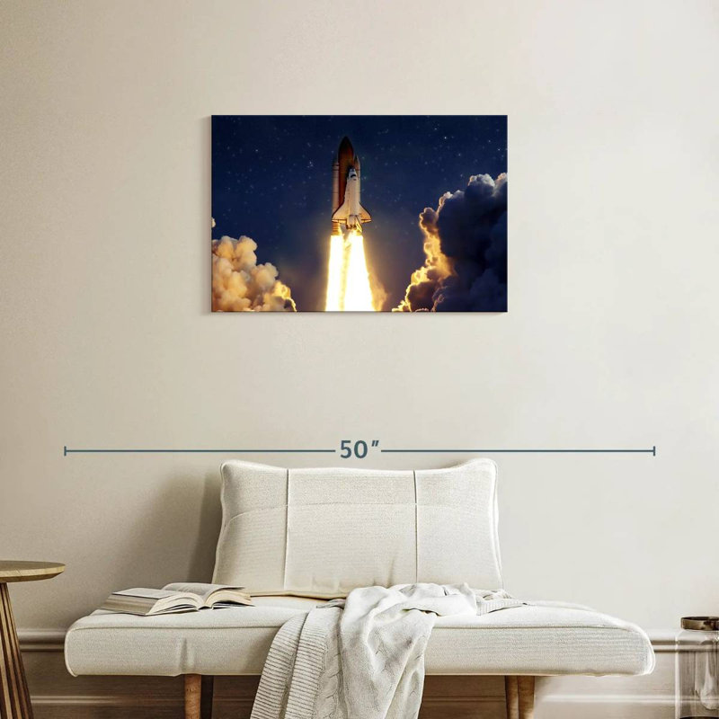 Oberle Rocket Launching Through Clouds, 20" H x 30" W