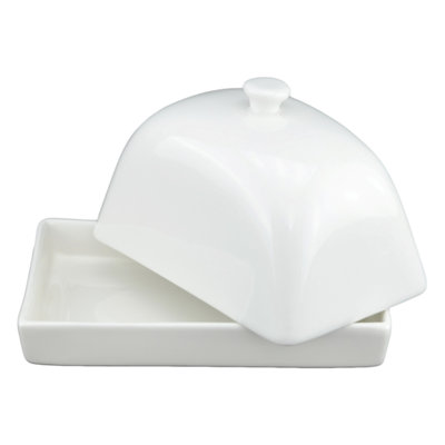Tannex White Tie Porcelain Butter Dish