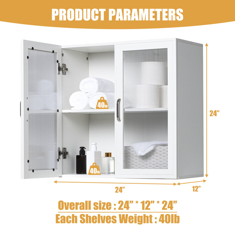 Armoire murale 24 po 2 portes 2 portes, Blanc