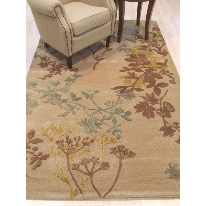 Tapis beige en laine touffeté à la main Dinna, 8 pi x 11 pi