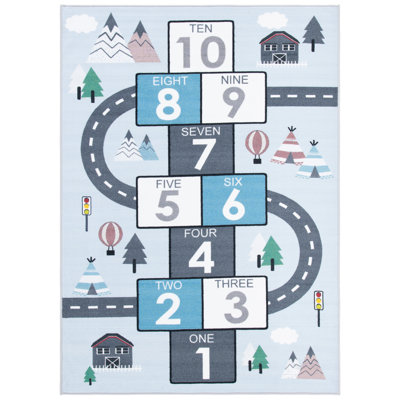Kids Playhouse 200 Area Rug in Grey / Blue