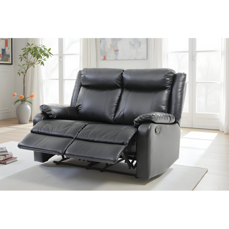 Causeuse inclinable double en similicuir Egmund, Noir, noir, noir, noir