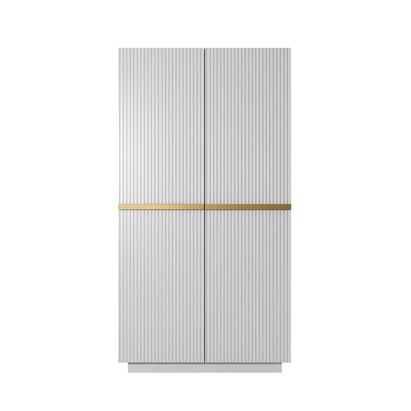 Badal Manufactured Wood Wardrobe, White/Gold