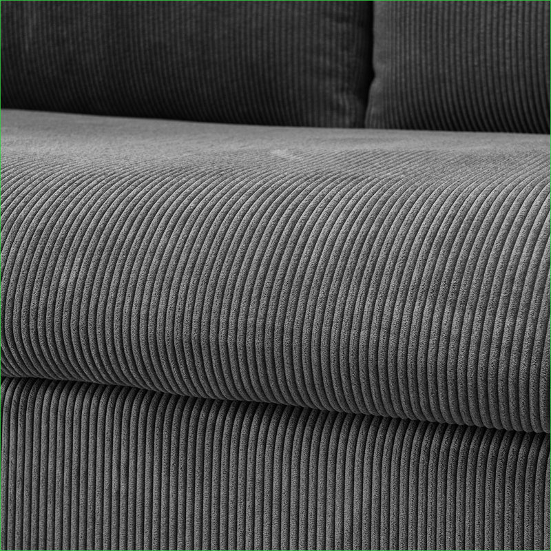 Sectional Sofas | 90" L Shaped Convertible Pull Out Sleeper, Reversible Chaise Storage for Living Room Overnight Guests | Grey | Corduroy