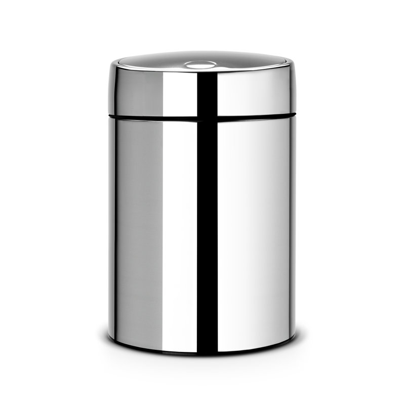 Slide 5 Litre Swing Top Trash Can, Silver