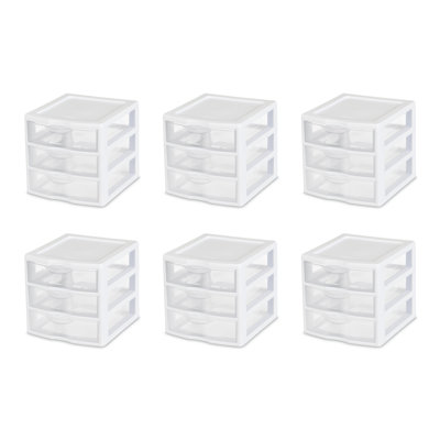 Sterilite Clearview Plastic Multipurpose Small 3 Drawer Desktop Storage Organization Unit for Home, Classrooms, or Office Spaces