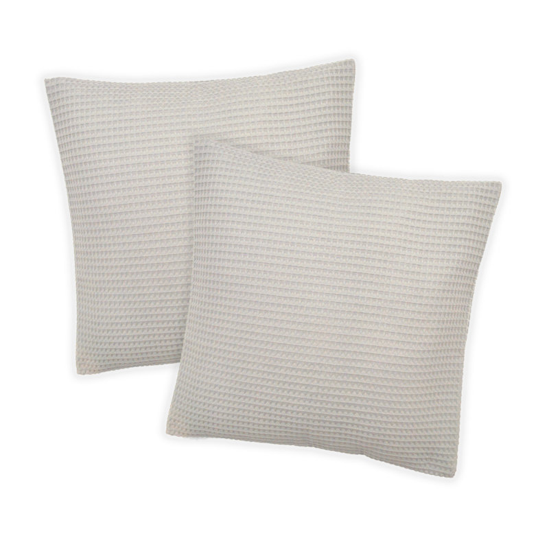 Jaelynn Hotel Waffle Cotton Cushion Cover Set, Taupe, 50cm H x 50cm W x 1cm D