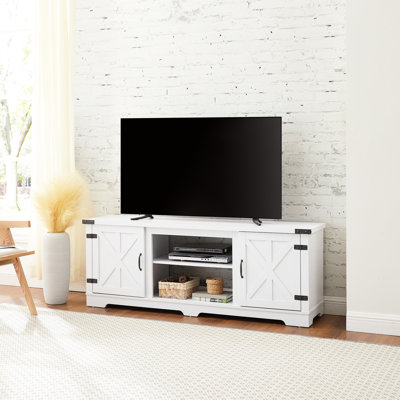 Large Tv Stand In White, Modern Decor, Accommodates 70" Television Media Centre Look, For Tvs, Versatile Storage