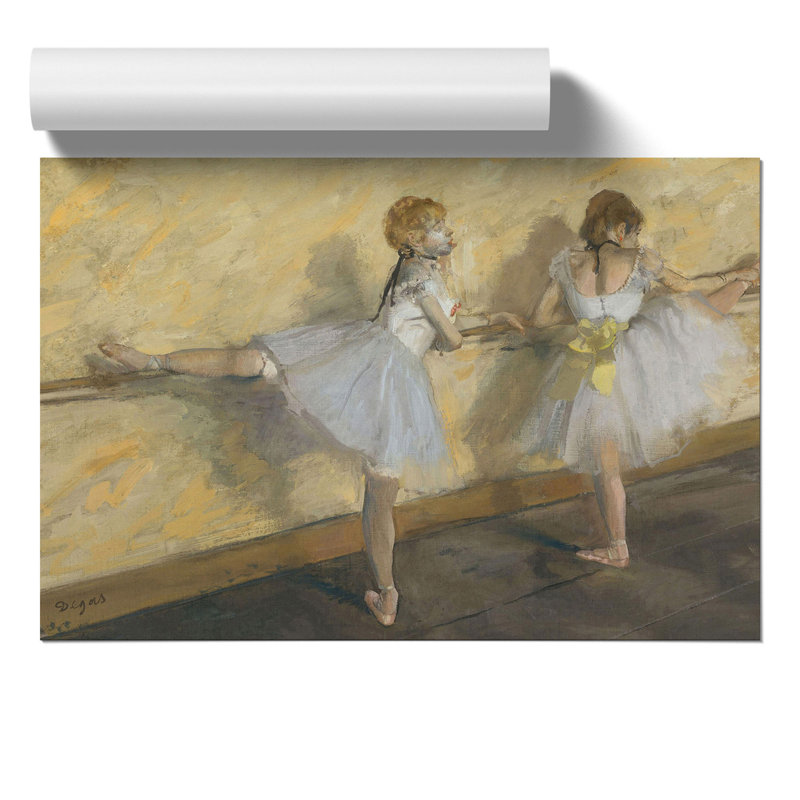Ballet Ballerina Dancers Practicing At The Bar by Edgar Degas - No Frame Painting, 42cm H x 59cm W x 0.1cm D