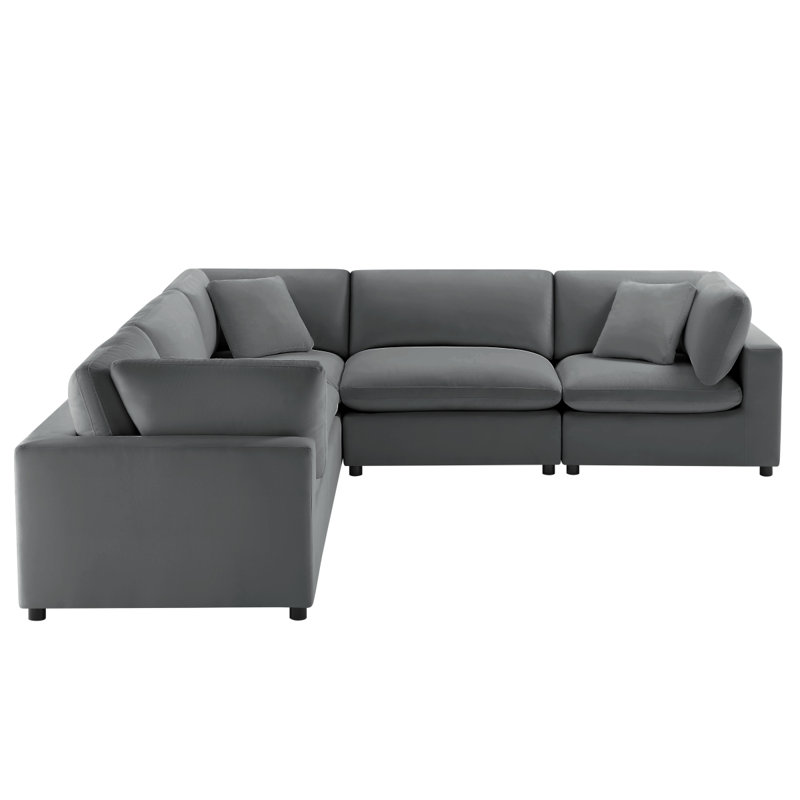 Caylie Modular 5Piece Sectional  Charcoal, Polyester - Light Charcoal