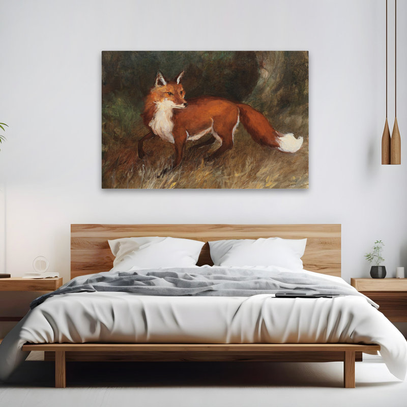 Animaux et renard brun, H 40 po x l 60 po
