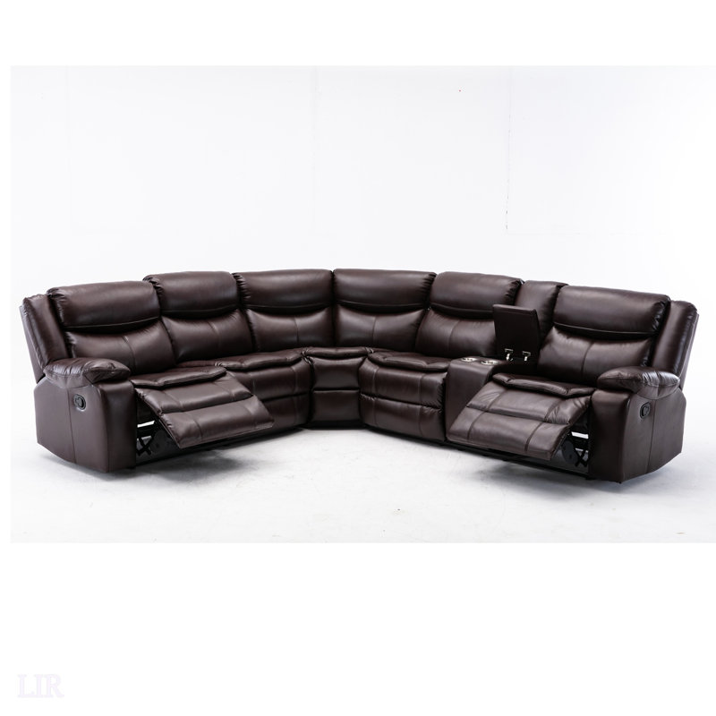 Ensemble de canapé modulaire inclinable en forme de L en cuir respirant pour un confort et une détente ultimes