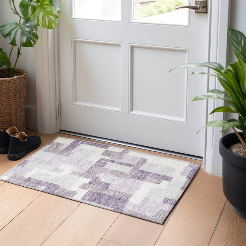 Premium Machine Washable Lisse Lavender Rug, Rectangle 1'8" x 2'6"