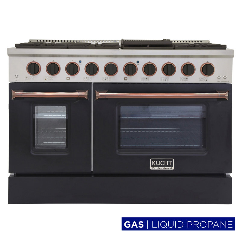 Freestanding Gas Range with Convection Oven, Black/Rose, Liquid Propane